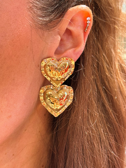 Boucles d’oreilles double cœurs
