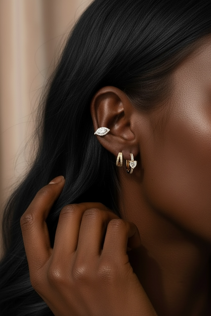 Boucles d’oreilles créole spacy mini cœur strass