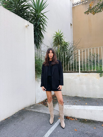 Veste tailleur façon nubuck noir