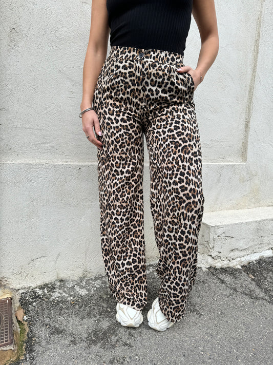 Pantalon ample léopard