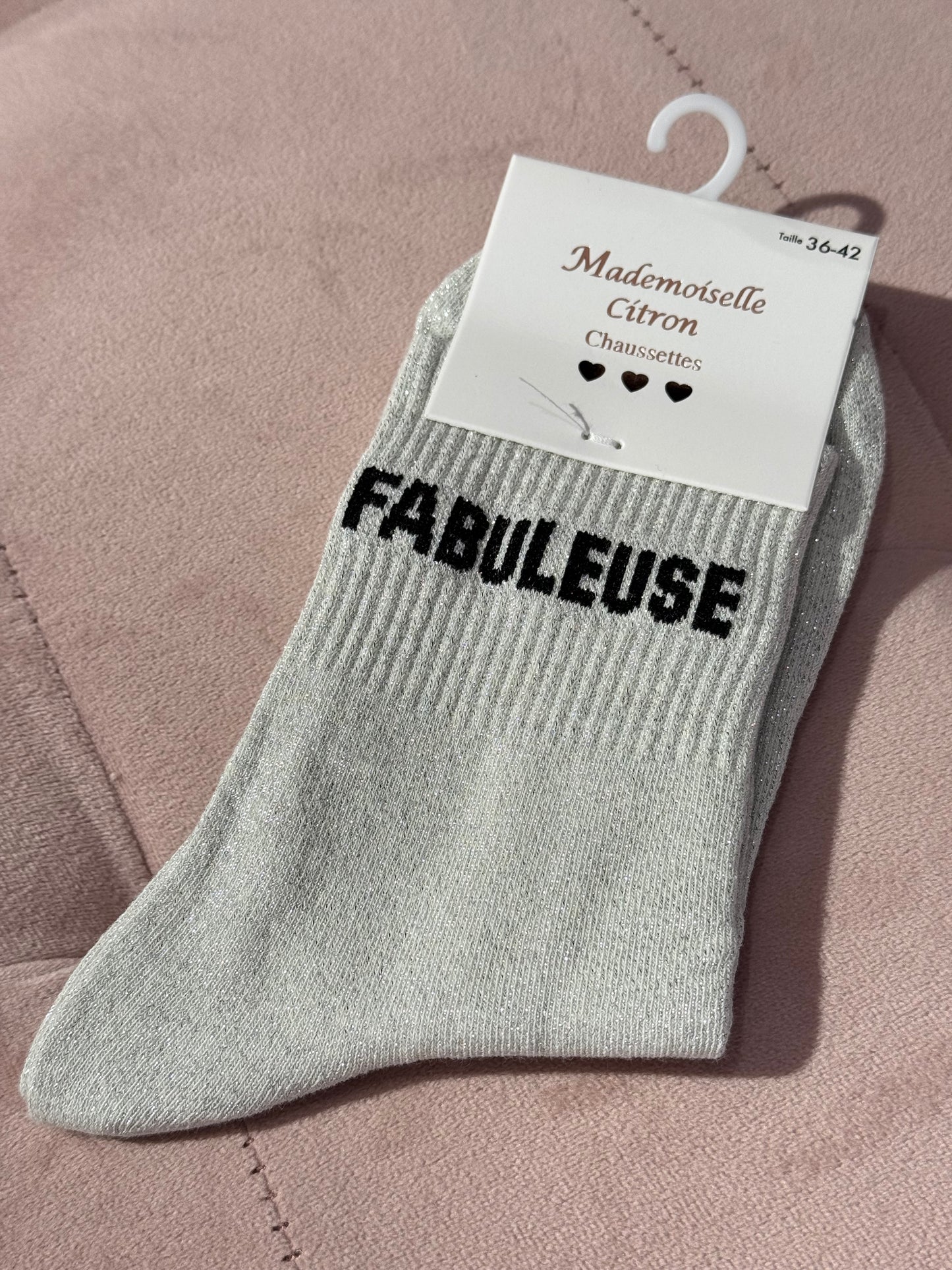 Chaussettes pailletées - message fabuleuse