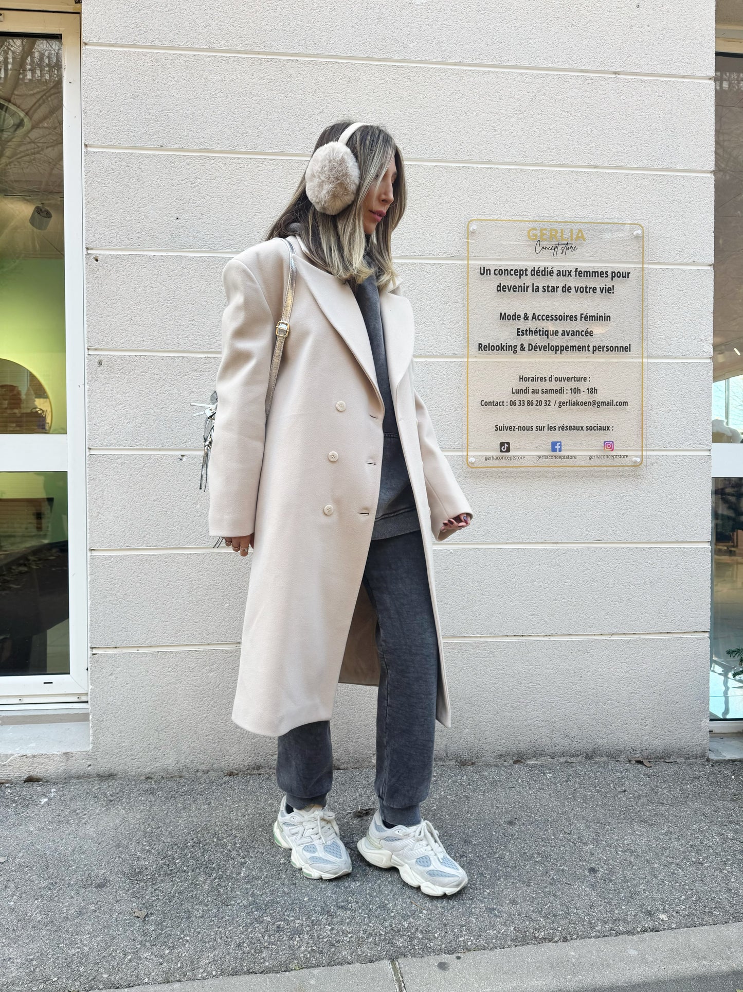 Manteau long structuré dupe beige