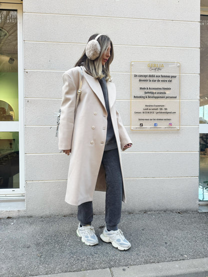 Manteau long structuré dupe beige