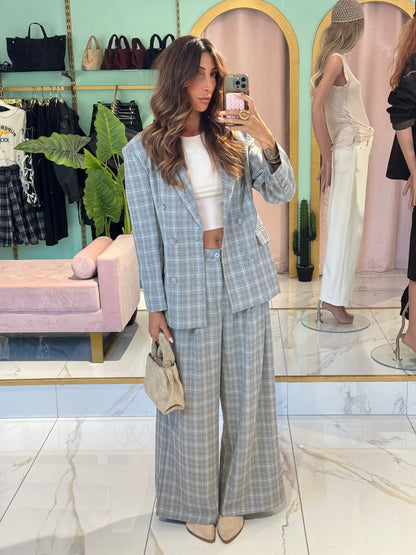 Pantalon Tailleur Wide Leg à Carreaux – MOCHY