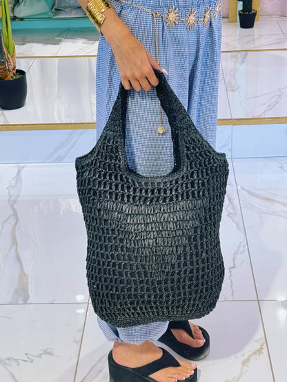 Sac d’été filet avec doublure coloris noir