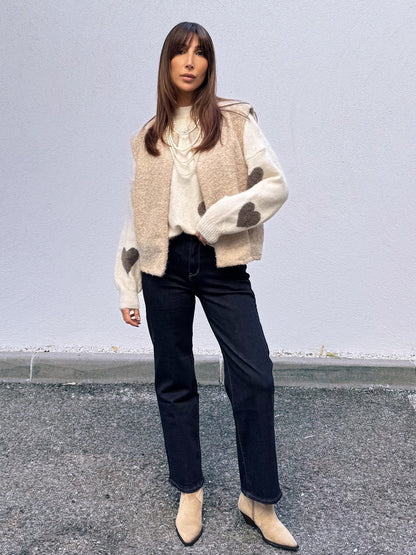 Veste sans manche façon laine bouillie beige