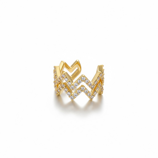 Bague d’oreille double vague coloris or