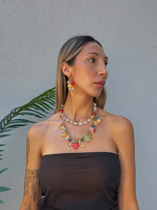 🍌 🥝 🍓Collier double rang fruits &compagnie