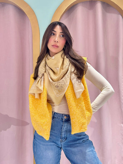 Chèche bandana jaune pastel