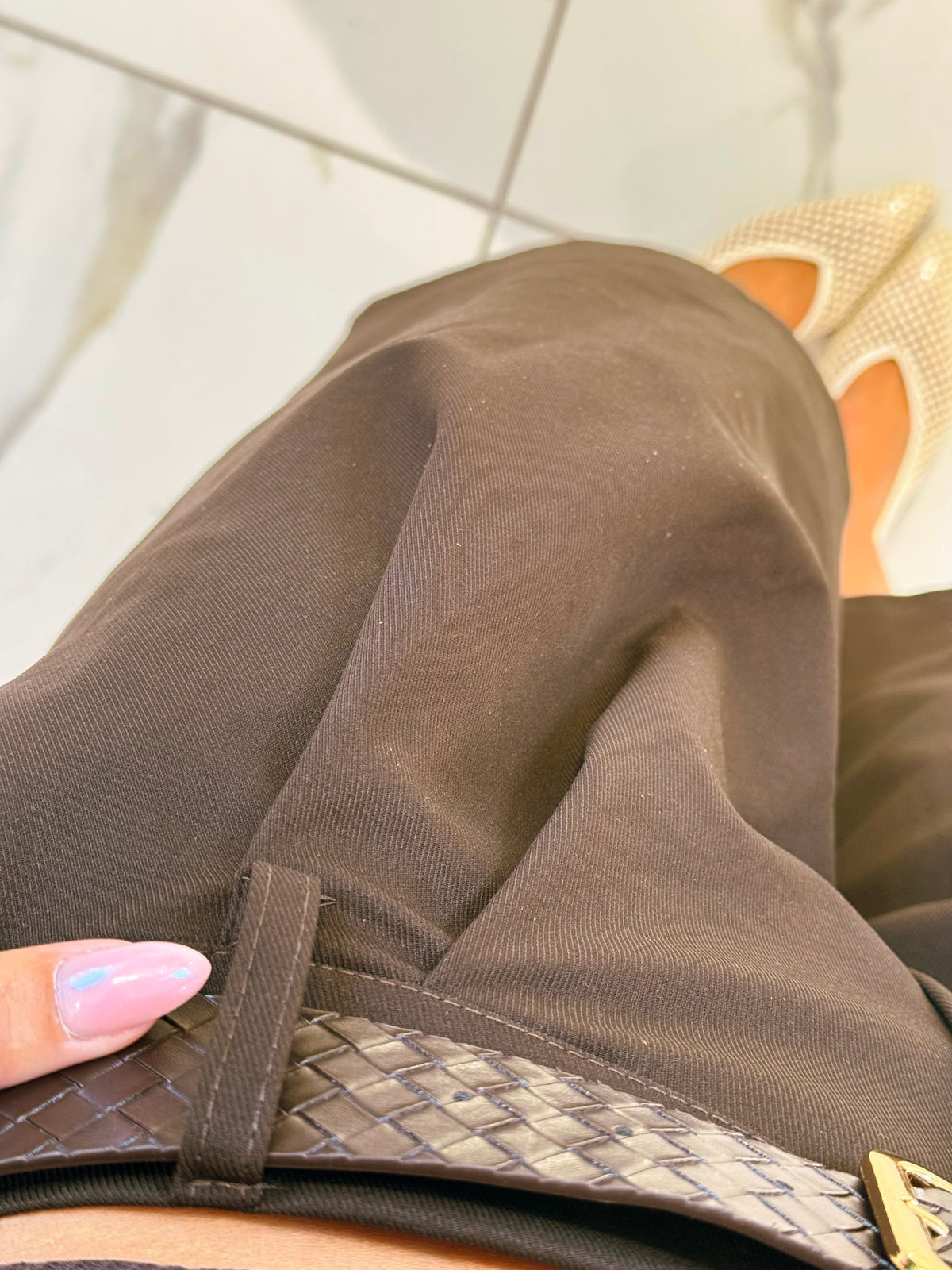 Bermuda Oversize avec Ceinture – marron