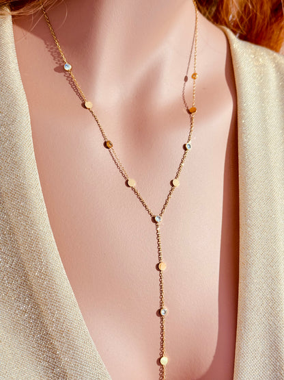 Collier cascade à strass or