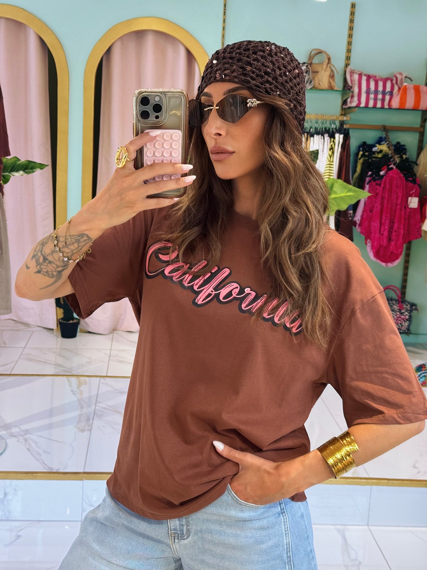 T-shirt unisexe california  - marron
