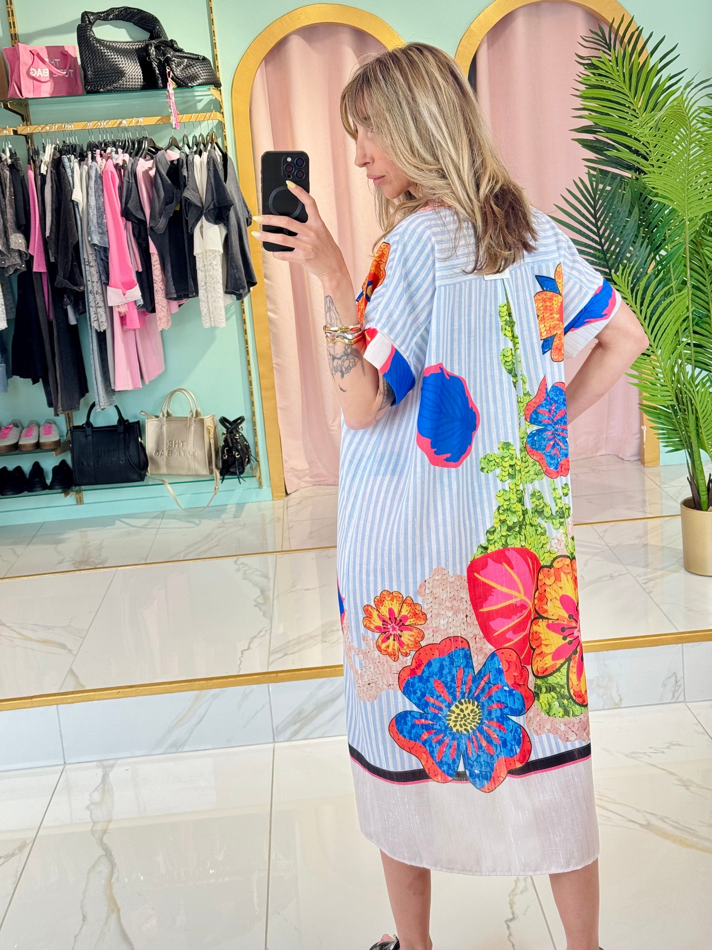 Robe chemise rayée