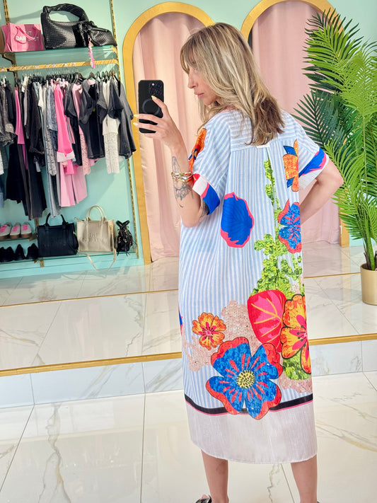 Robe chemise rayée