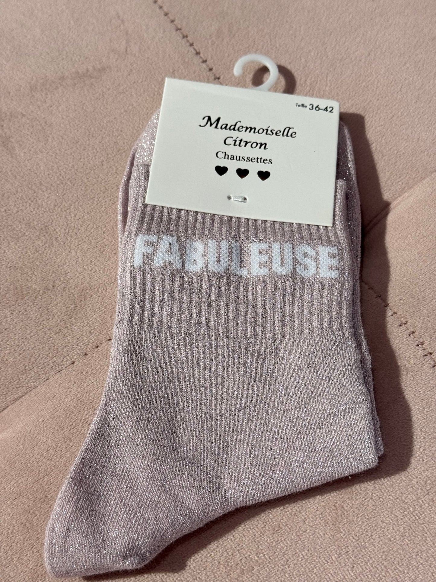 Chaussettes pailletées - message fabuleuse
