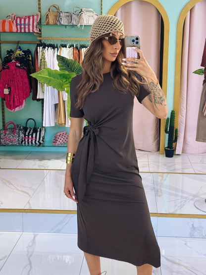 Robe t-shirt nouable - marron chocolat