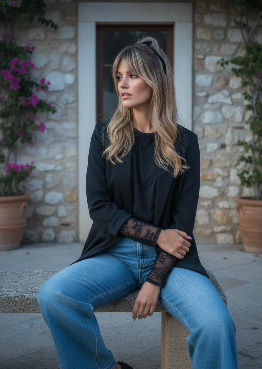 Veste Tailleur Stretch – Streetwear chic - noire