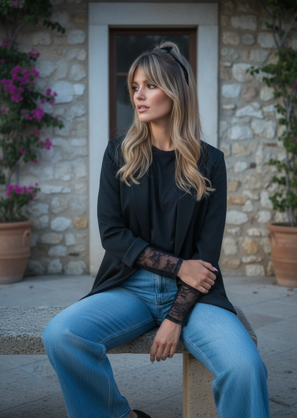 Veste Tailleur Stretch – Streetwear chic - noire