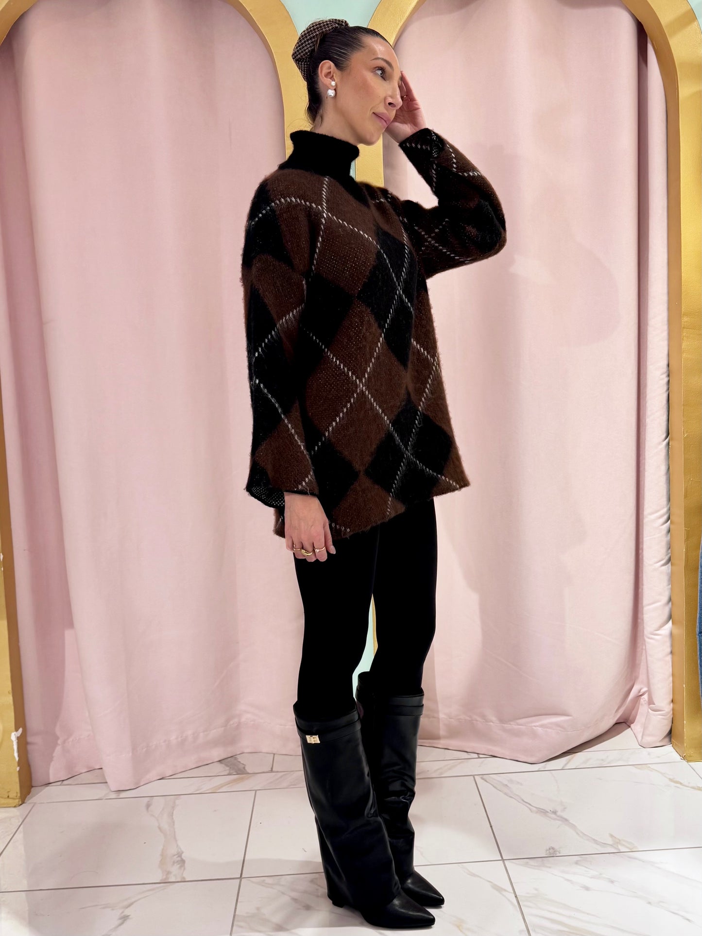 Tunique en maille Jacquard –noire