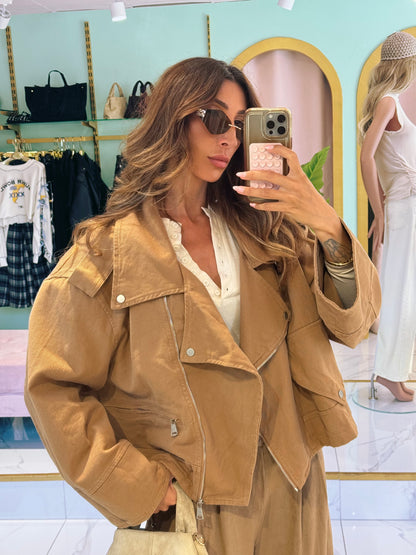 Veste en Jean Maxi Oversize à Épaulettes – Esprit Créateur Camel
