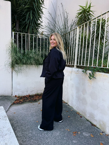 Trench Court Oversize avec Cordon Ajustable noir