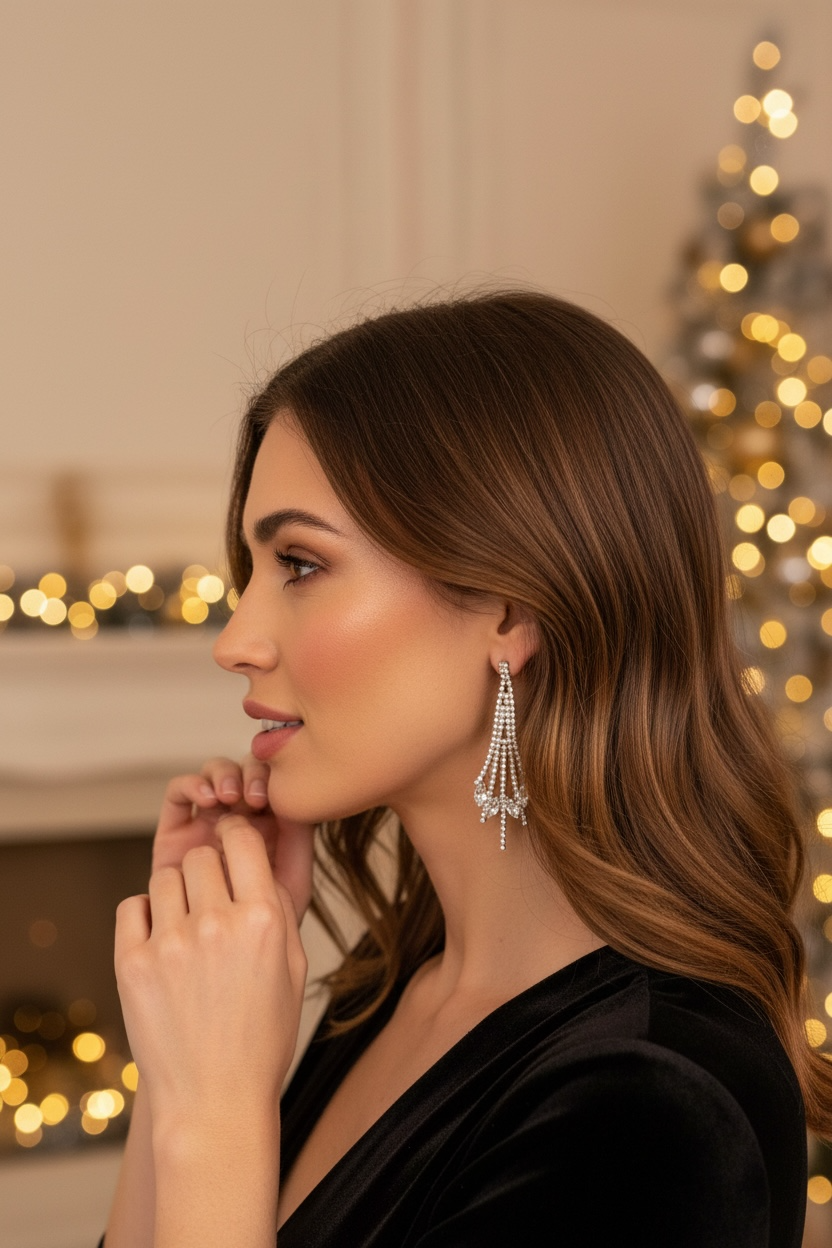 Boucle d’oreille cascade de strass modèle Jasmine