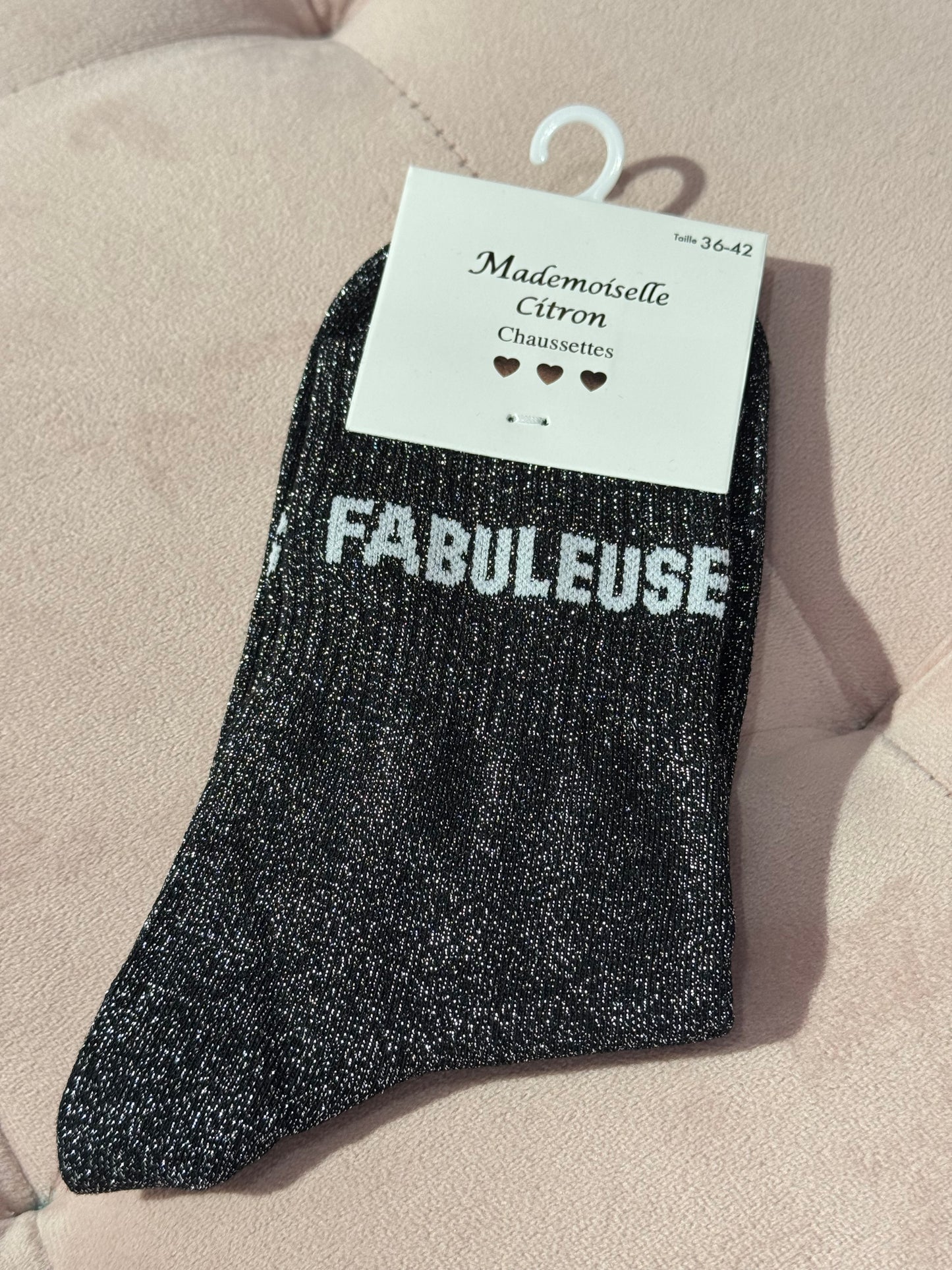 Chaussettes pailletées - message fabuleuse