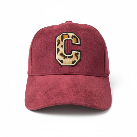 Casquette nubuck C léopard bordeaux