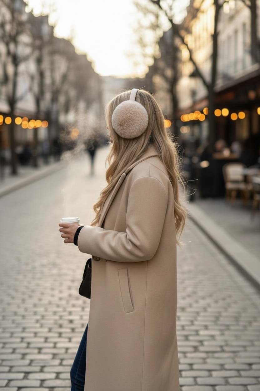 Cache-oreilles confortables et élégants beige