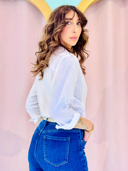 Chemise basique oversize unie blanche