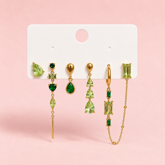 Parure d’oreille cristaux Swan- vert