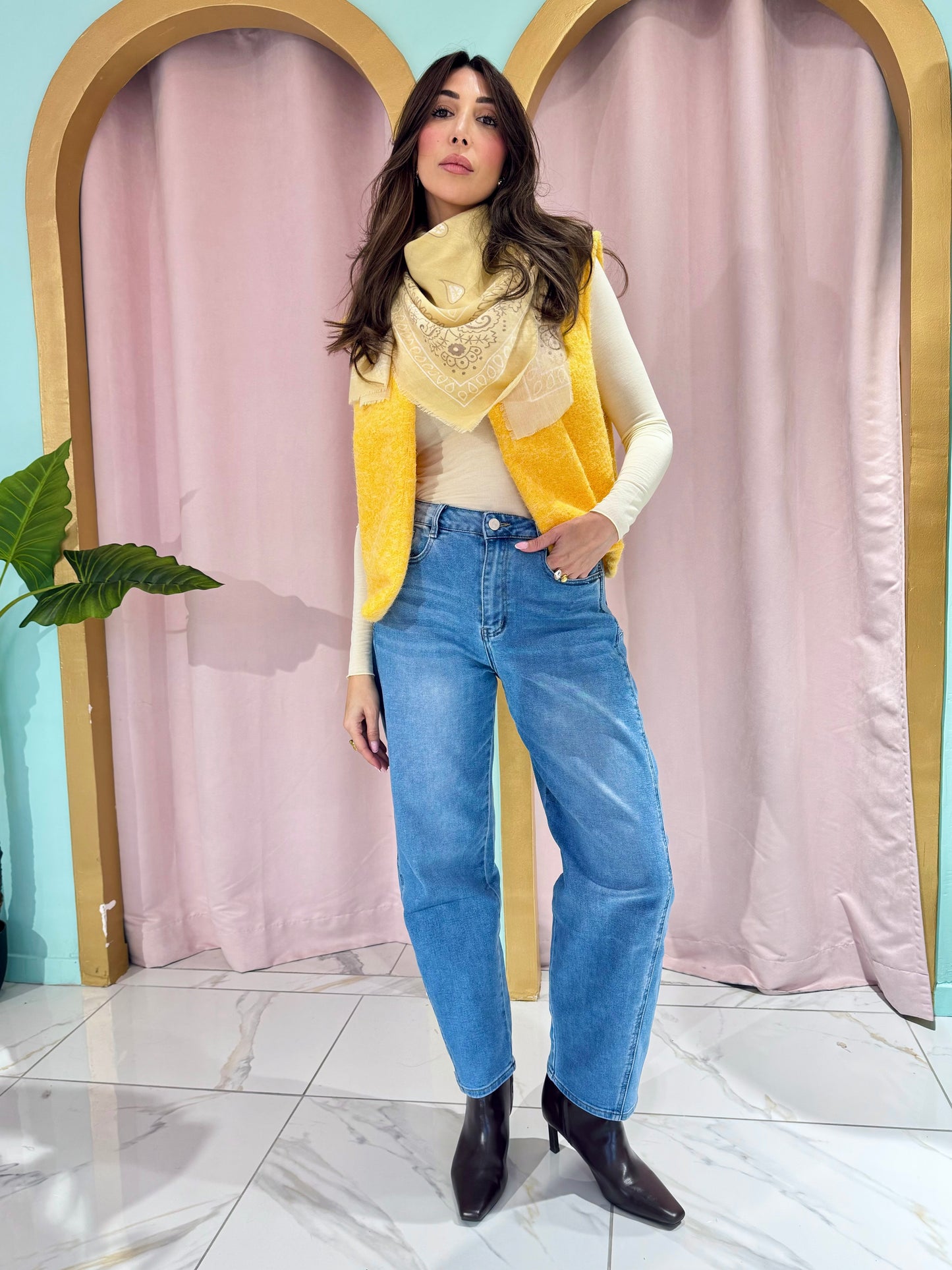 Chèche bandana jaune pastel