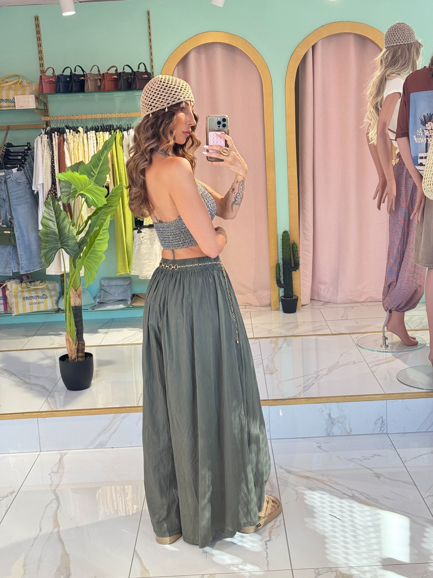 Pantalon jupe oversize - kaki