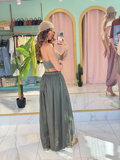 Pantalon jupe oversize - kaki