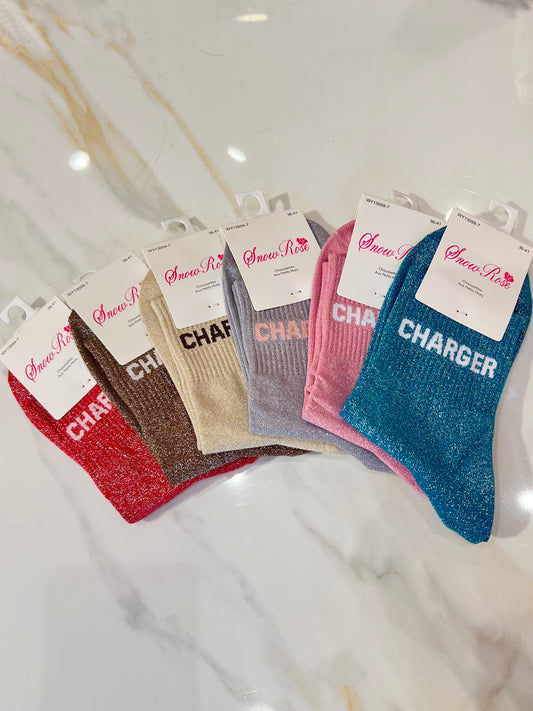 Chaussettes pailletées - message charger