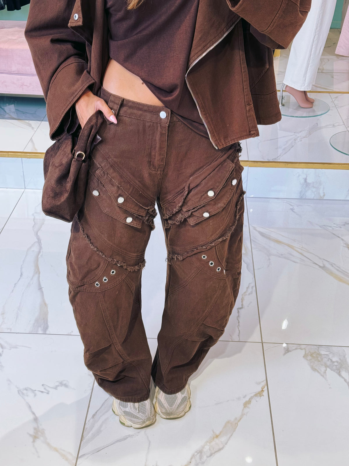 Jean maxi balloon chocolat- Mochy