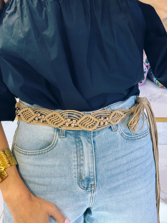 Ceinture western beige foncé