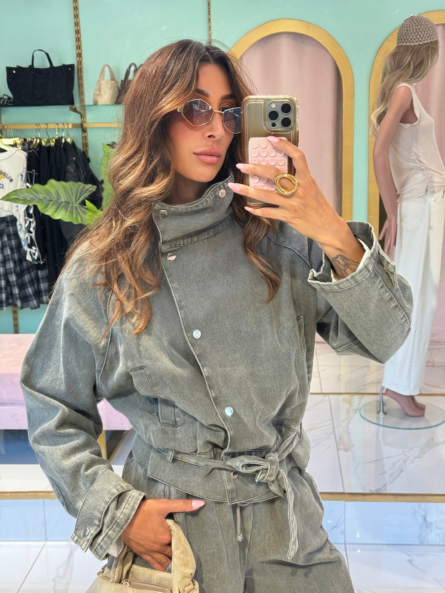 Veste en Jean Délavé à Ceinture – CIMINY PARIS