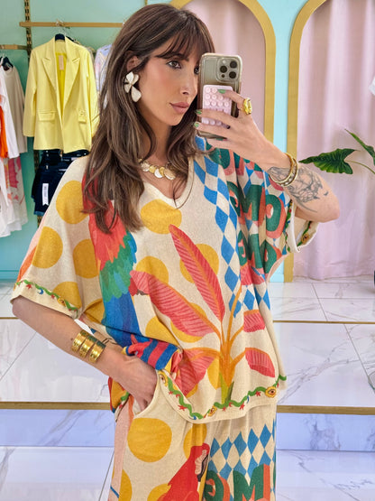 Ensemble top & pantalon perroquet