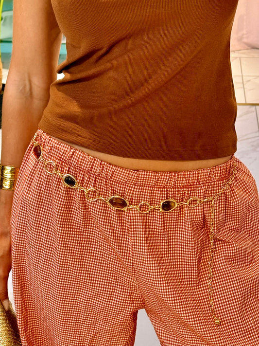 Ceinture chaîne pierres marrons