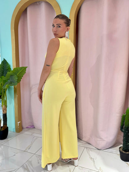 Combinaison pantalon avec broche soleil -jaune