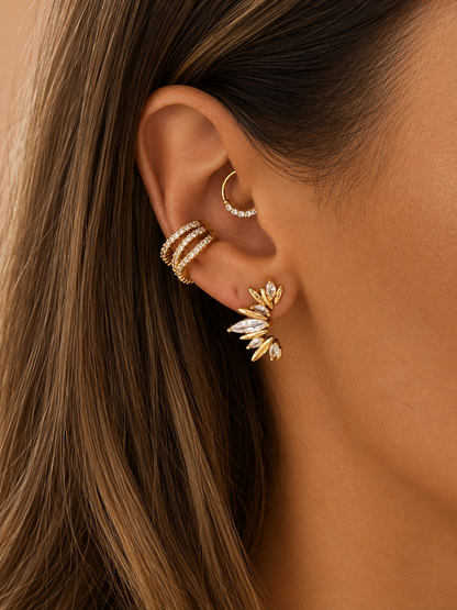 Bague d’oreille croisé & barre strass