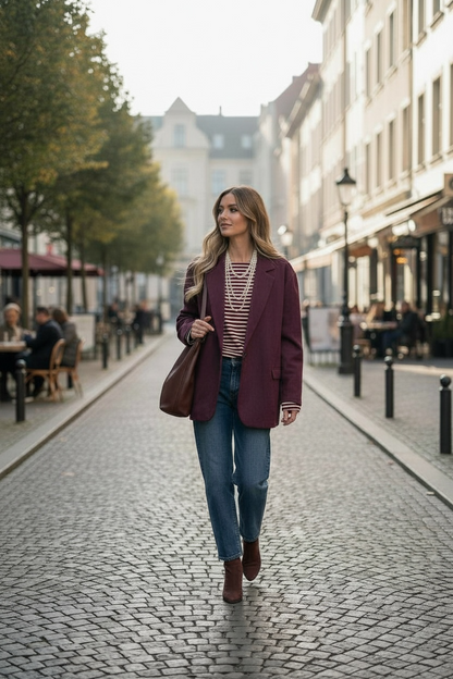 Veste tailleur façon nubuck violine