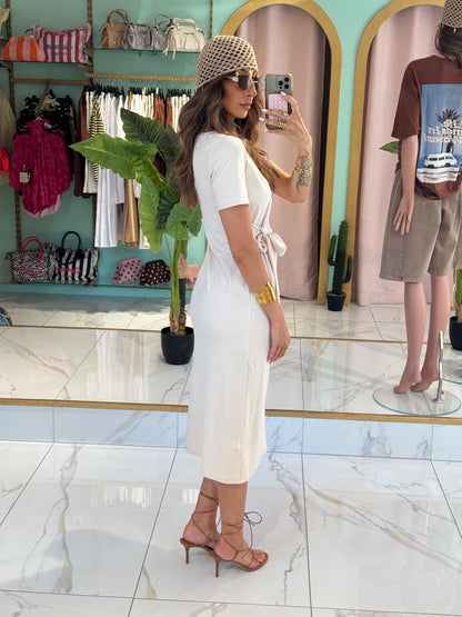 Robe t-shirt nouable - crème