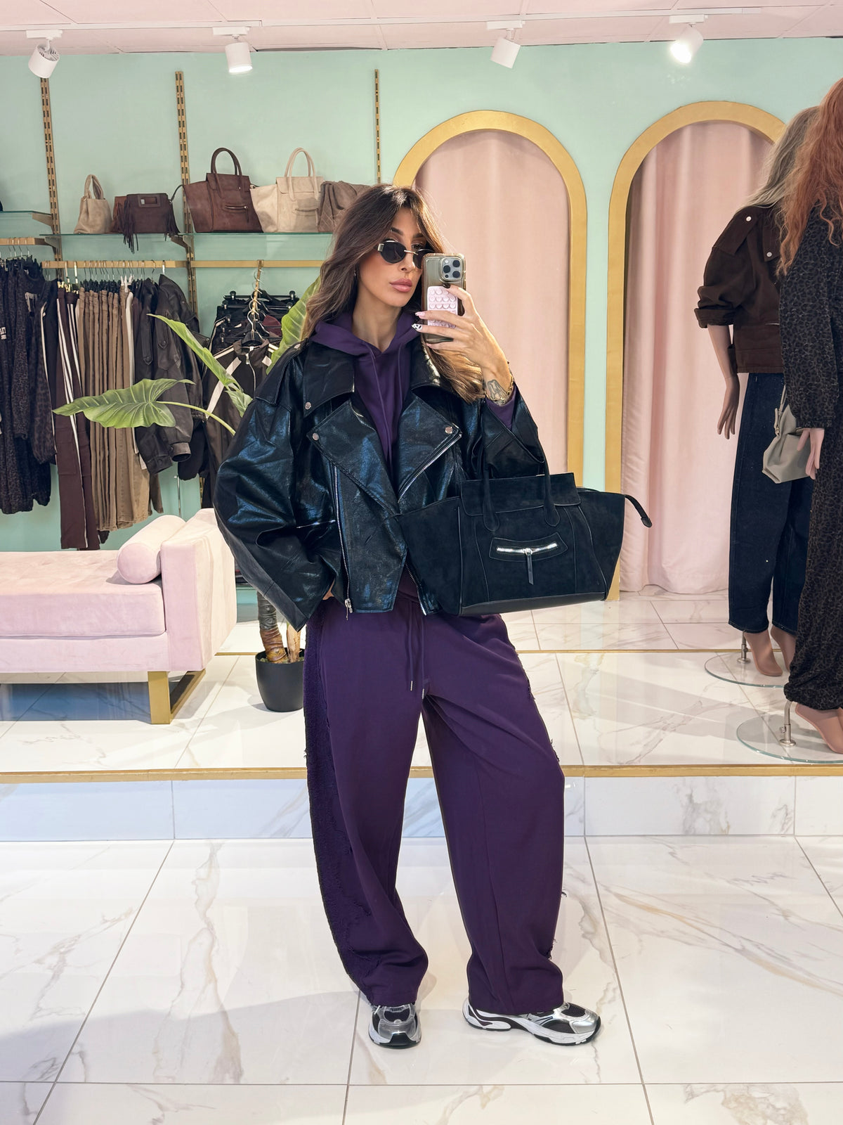 Perfecto oversize en simili cuir- noir