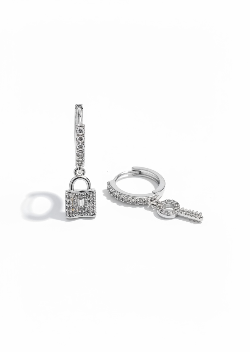 Boucle d’oreille cadenas et clef ( coloris or ou argent )