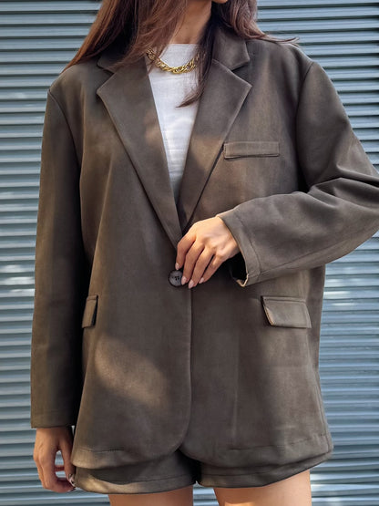 Veste tailleur façon nubuck kaki