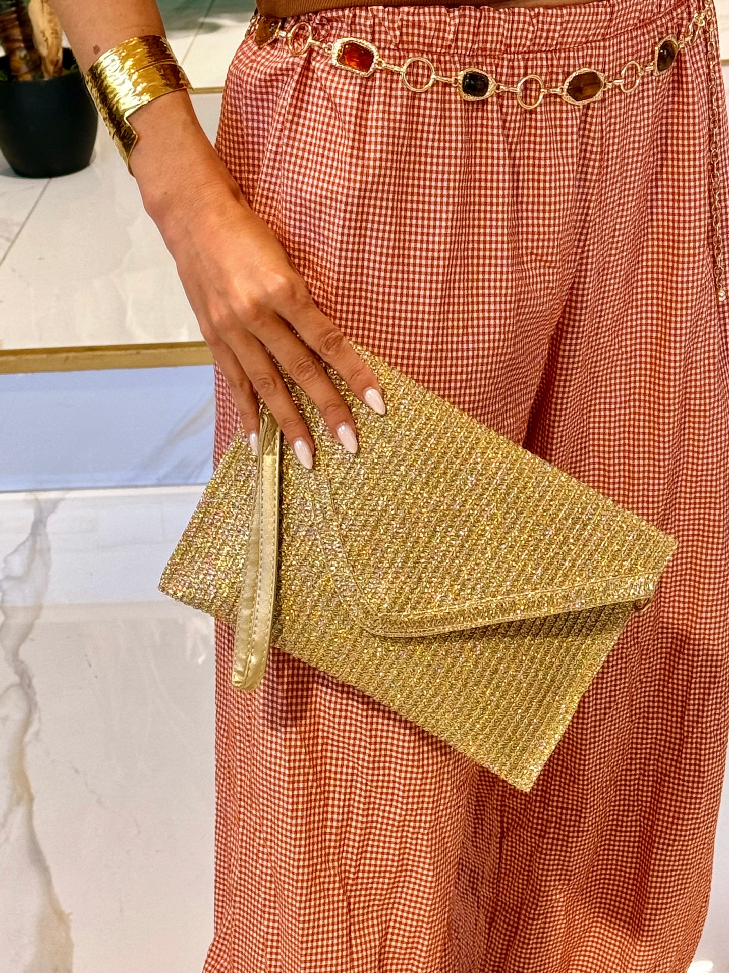 Pochette enveloppe d’été- (or ou argent )