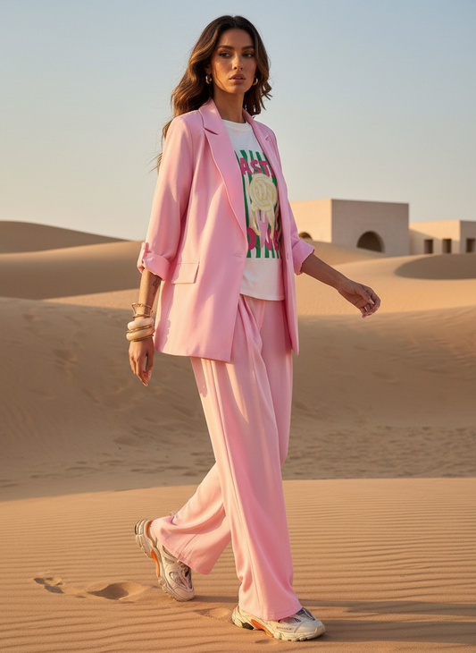 Ensemble Tailleur Fluide Printemps – rose