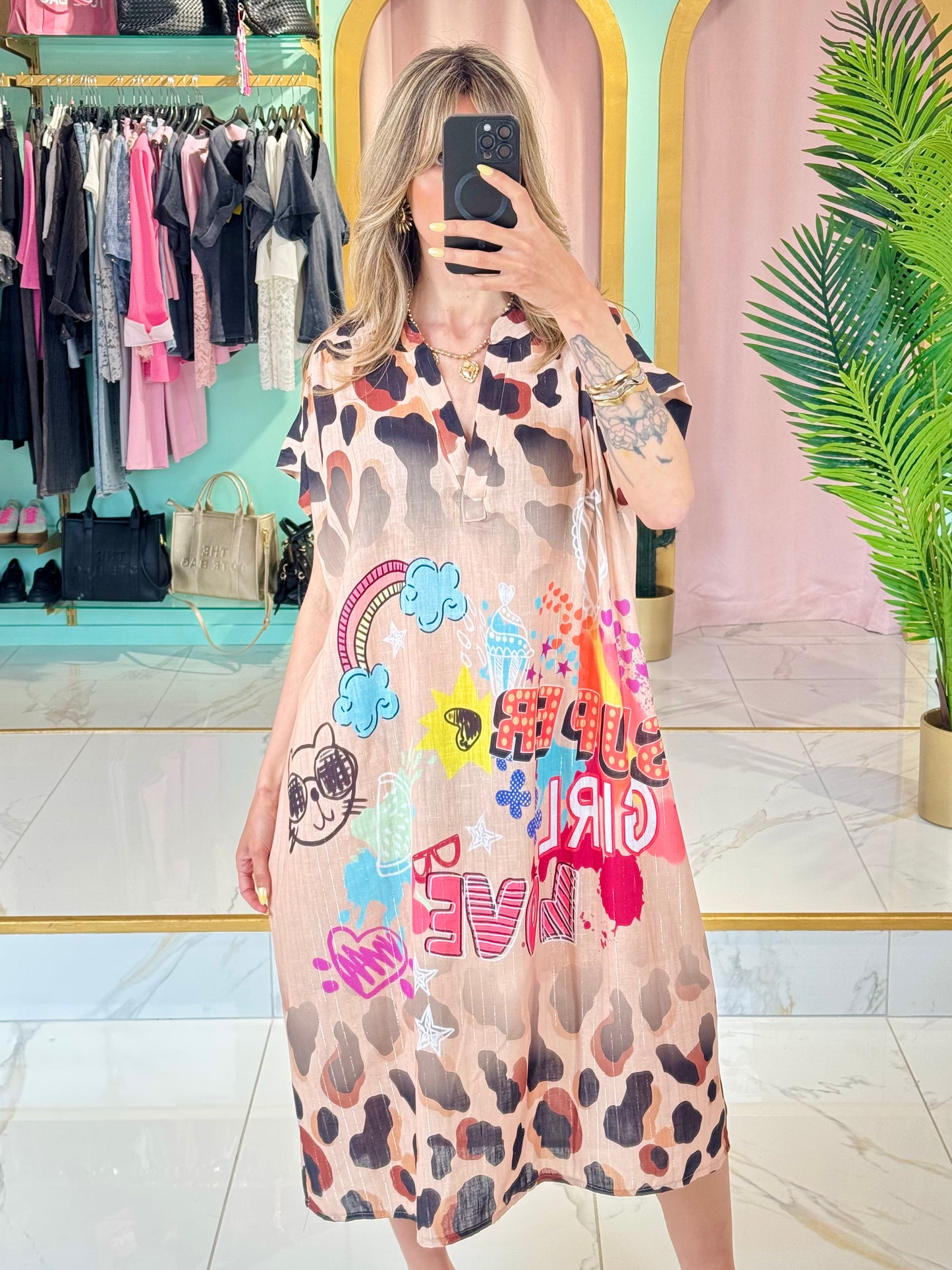 Robe imprimée détail léopard